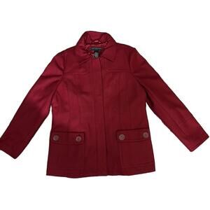 Geoffrey Beene Sport Coat Wool Blend Deep Crimson Red Collar Classic XL New